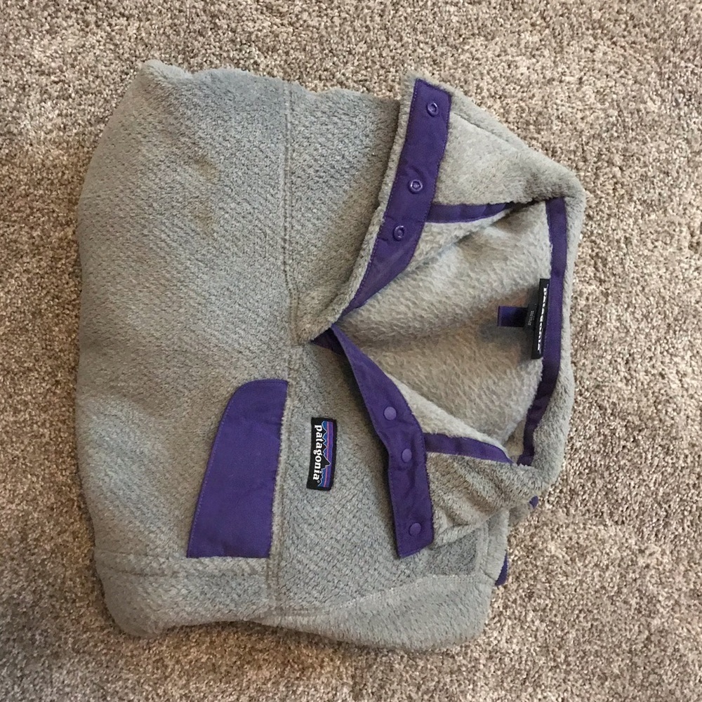 Patagonia Retool Snap Fleece, Gray/ Purple Sz M